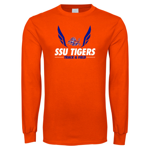  Orange Long Sleeve T-Shirt - Track & Field Design