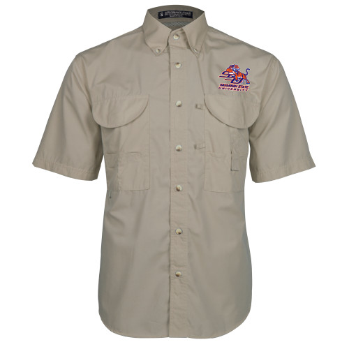  Khaki Fishing Shirt Performance Short Sleeve - Official Logo