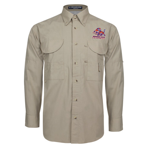  Khaki Fishing Shirt Performance Long Sleeve - Official Logo