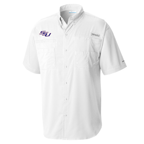  Columbia White Tamiami Performance Short Sleeve Shirt - SSU