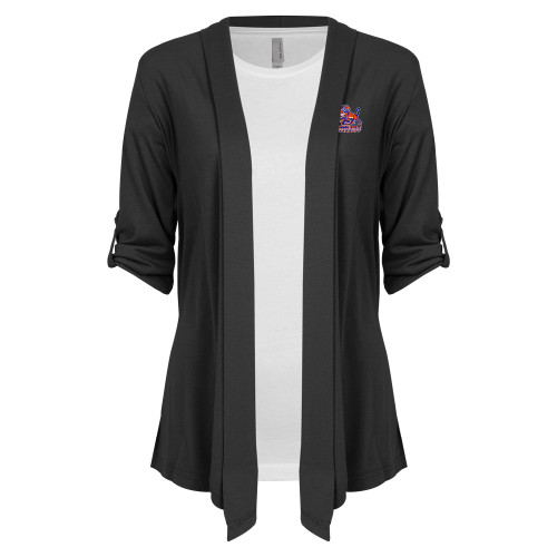  Womens Grey Drape Front Cardigan Sweater - Official Logo