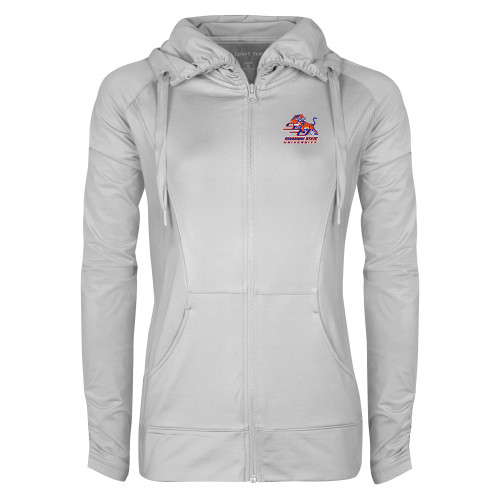  Womens White Sport Wick Stretch Full Zip Jacket - Official Logo