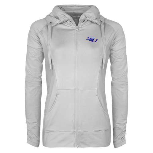  Womens White Sport Wick Stretch Full Zip Jacket - SSU