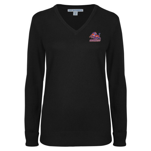  Womens Black VNeck Sweater - Official Logo