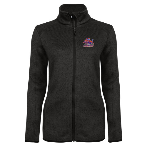  Womens Black Heather Fleece Jacket - Official Logo