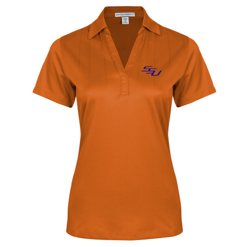  Womens Orange Performance Fine Jacquard Polo - SSU