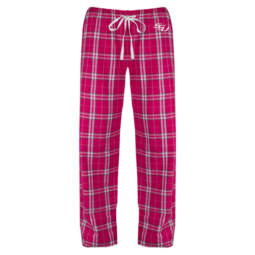  Womens Dark Fuchsia/White Flannel Pajama Pant - SSU