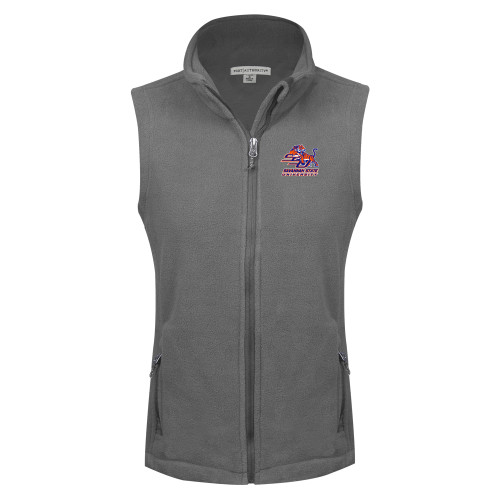  Womens Charcoal Fleece Full Zip Vest - Official Logo