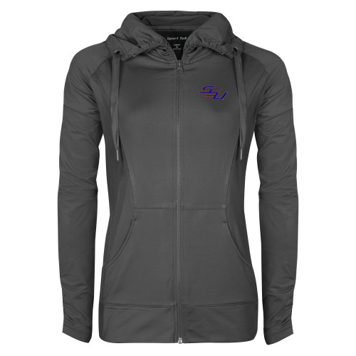  Womens Charcoal Sport Wick Stretch Full Zip Jacket - SSU