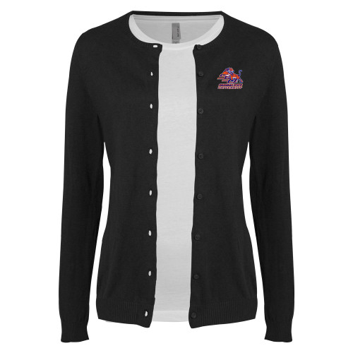  Womens Black Cardigan Sweater - Official Logo