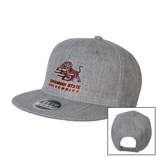 Heather Grey Wool Blend Flat Bill Snapback Hat - Official Logo