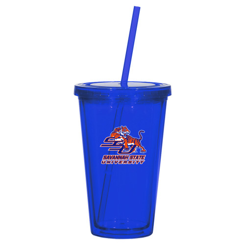  Madison Double Wall Blue Tumbler w/Straw 16oz - Official Logo