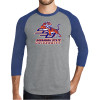 Thumbnail image for  Grey/Royal Heather Triblend Baseball Raglan Tee