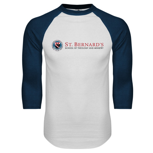  White/Navy Raglan Baseball T Shirt - Primary Mark
