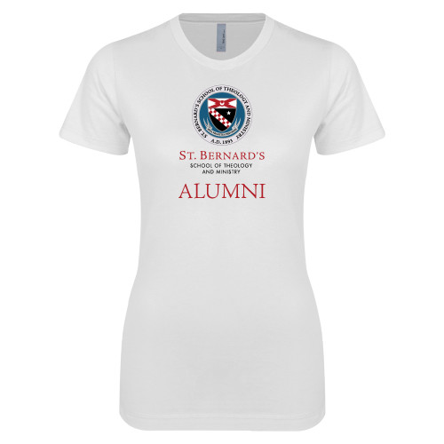  Next Level Womens White Boyfriend Tee - St. Bernards Alumni