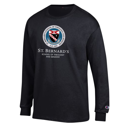  Champion Black Long Sleeve T Shirt - Stacked Primary