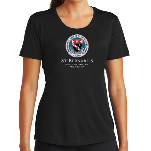  Womens Black Performance Tee - Stacked Primary