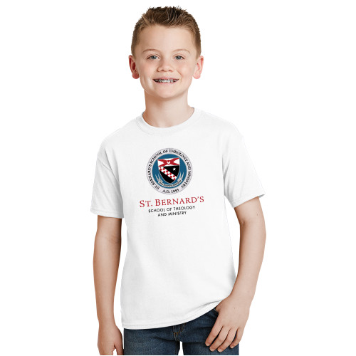  Youth White T Shirt - Stacked Primary