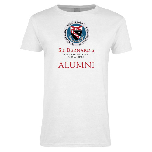  Womens White Short Sleeve Tee - St. Bernards Alumni
