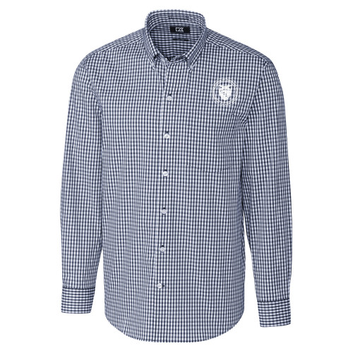  Cutter & Buck Navy Gingham Long Sleeve Button Down - Primary Seal