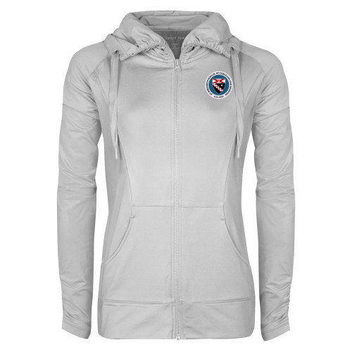  Womens White Sport Wick Stretch Full Zip Jacket - Primary Seal