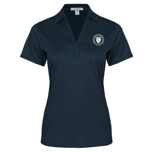  Womens Navy Performance Fine Jacquard Polo - Primary Seal