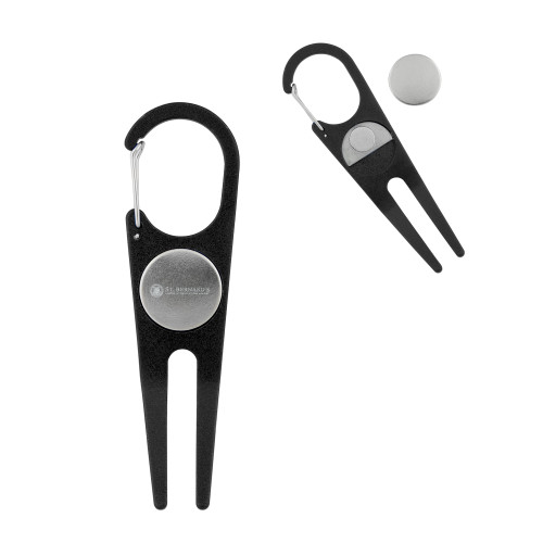  Black Aluminum Divot Tool/Ball Marker - Primary Mark Engraved