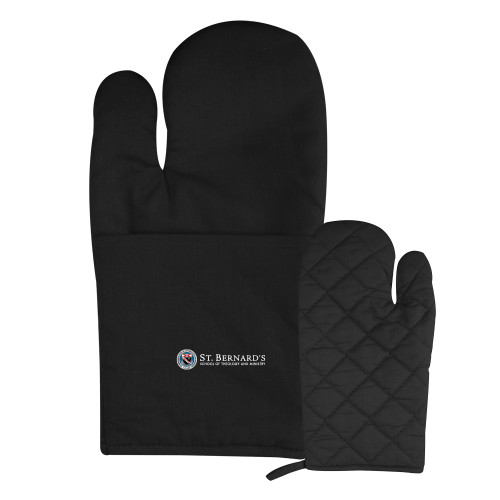  Quilted Canvas Black Oven Mitt - Primary Mark
