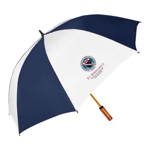  64 Inch Navy/White Umbrella - Stacked Primary