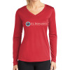 Thumbnail image for  Womens Red Performance Long Sleeve V Neck Shirt