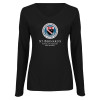 Thumbnail image for  Womens Black Long Sleeve V Neck Tee 