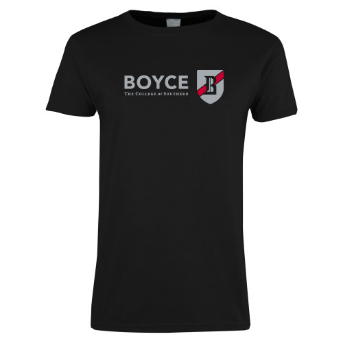 Womens Black Short Sleeve Tee-Boyce Primary Mark