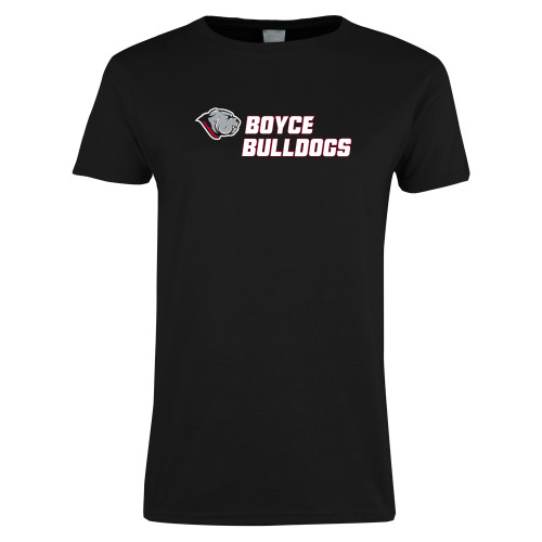 Womens Black Short Sleeve Tee-Boyce Bulldogs w Bulldog Head