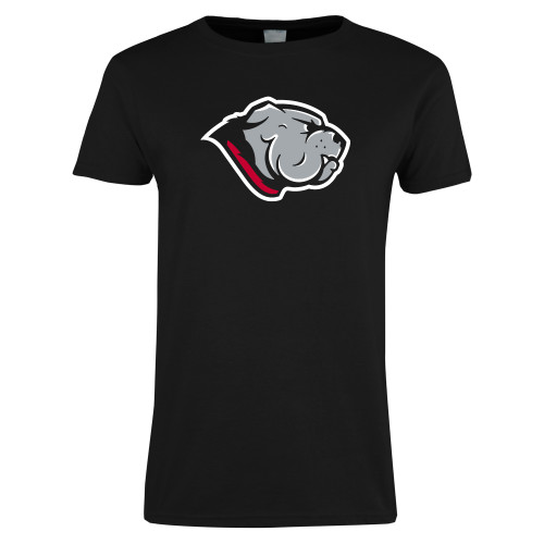 Womens Black Short Sleeve Tee-Bulldog Head