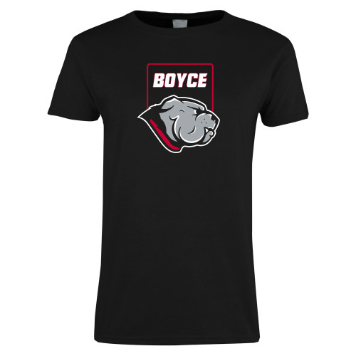 Womens Black Short Sleeve Tee-Bulldog Head