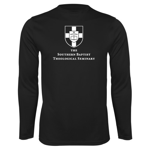 Black Performance Long Sleeve Shirt-Primary Mark Vertical