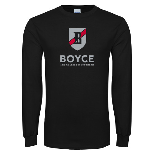 Black Long Sleeve T Shirt-Boyce Primary Mark Vertical