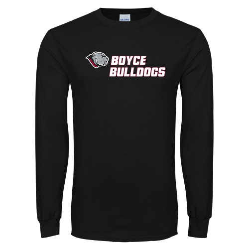 Black Long Sleeve T Shirt-Boyce Bulldogs w Bulldog Head