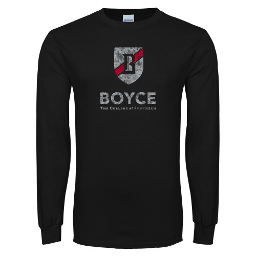 Black Long Sleeve T Shirt-Boyce Vertical Mark Distressed