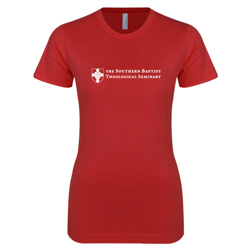 Next Level Womens Red Boyfriend Tee-Primary Mark