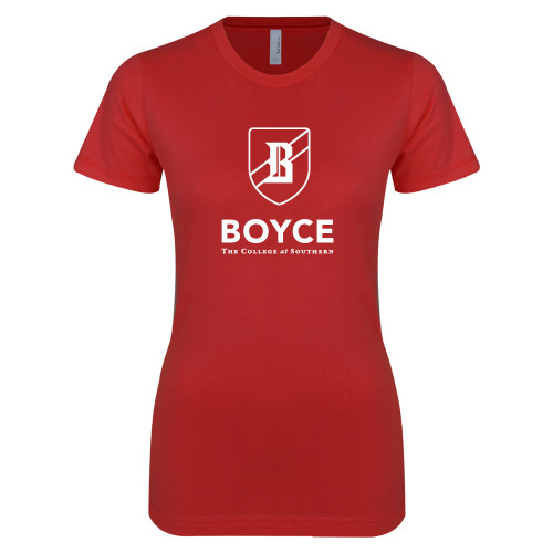Next Level Womens Red Boyfriend Tee-Boyce Primary Mark Vertical