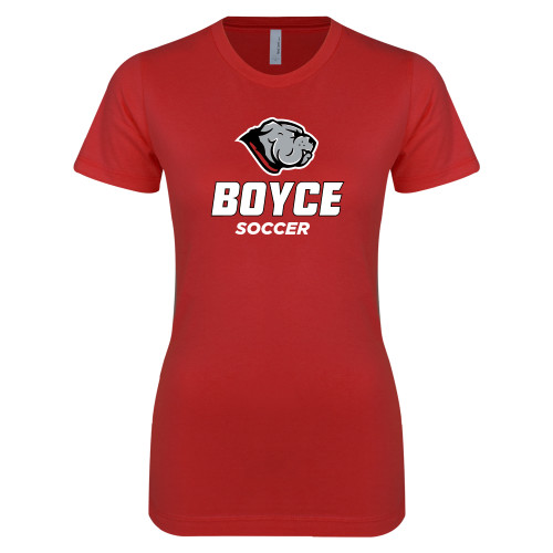 Next Level Womens Red Boyfriend Tee-Soccer