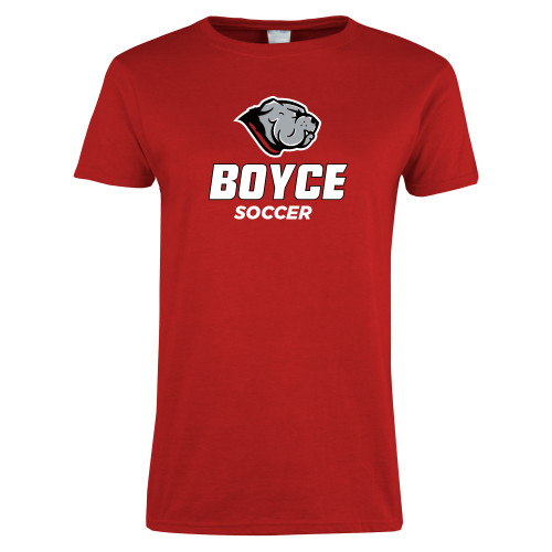 Womens Short Sleeve Red Tee-Soccer