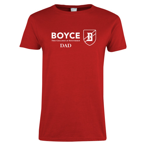 Womens Short Sleeve Red Tee-Boyce Dad