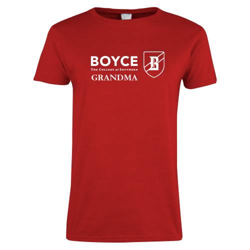 Womens Short Sleeve Red Tee-Boyce Grandma