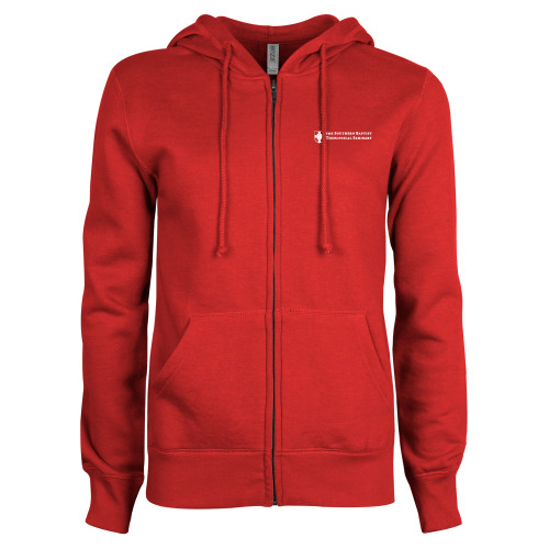 ENZA Womens Red Fleece Full Zip Hoodie-Primary Mark