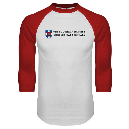 White/Red Raglan Baseball T Shirt-Primary Mark