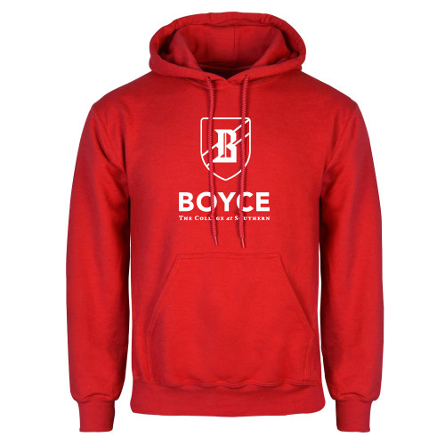Red Fleece Hoodie-Boyce Primary Mark Vertical