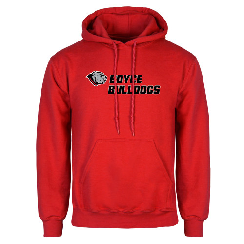 Red Fleece Hoodie-Boyce Bulldogs w Bulldog Head