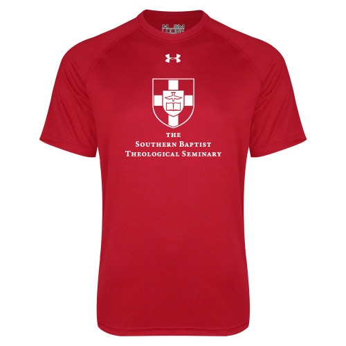 Under Armour Red Tech Tee-Primary Mark Vertical